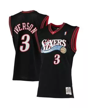Мужская черная джерси allen iverson philadelphia 76ers big and tall hardwood classics Mitchell & Ness, черный