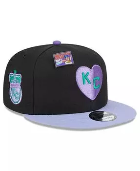 Мужская черная/фиолетовая кепка Kansas City Monarchs Grape Big League Chew Flavor Pack 9FIFTY Snapback Hat New Era, черный