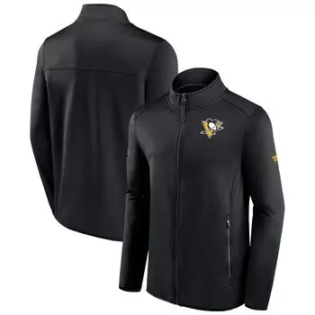Мужская черная фирменная флисовая куртка с молнией во всю длину Pittsburgh Penguins Authentic Pro Rink Fanatics