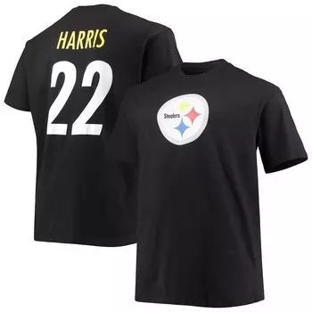 Мужская черная фирменная футболка Najee Harris Pittsburgh Steelers Big & Tall с именем и номером игрока Fanatics