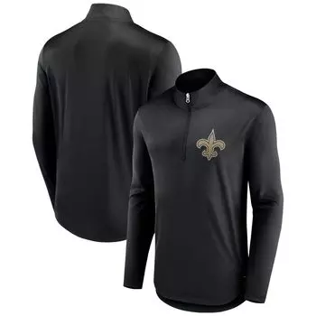 Мужская черная фирменная футболка с молнией четверть New Orleans Saints Tough Minded Fanatics