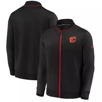 Мужская черная фирменная куртка Calgary Flames Authentic Pro Locker Room с молнией во всю длину Fanatics