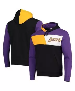 Мужская черная флисовая толстовка с капюшоном los angeles lakers hardwood classics с цветными блоками Mitchell &amp; Ness, черный
