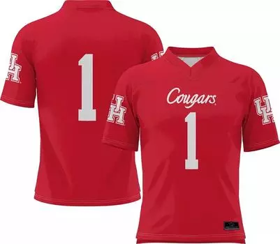 Мужская черная футбольная майка Prosphere Houston Cougars #1, полностью сублимированная