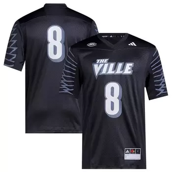 Мужская черная футболка Adidas #8 Louisville Cardinals Premier 2023, цвет Lou Black