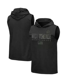 Мужская черная футболка без рукавов с капюшоном и логотипом west virginia mountaineers oht в стиле милитари с камуфляжным принтом Colosseum, черный