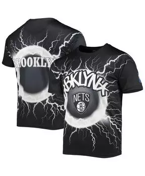 Мужская черная футболка brooklyn nets tornado bolt FISLL, черный