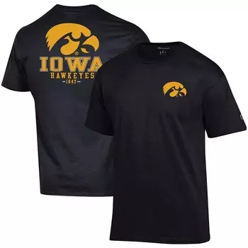 Мужская черная футболка Champion Iowa Hawkeyes Stack 2-Hit, цвет Iwa Black