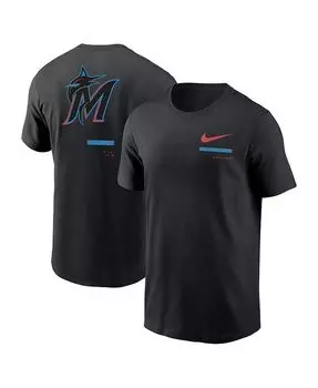 Мужская черная футболка через плечо Miami Marlins Nike, черный