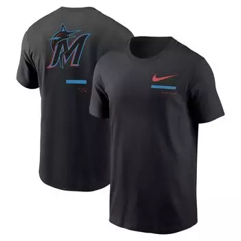 Мужская черная футболка через плечо Miami Marlins Nike