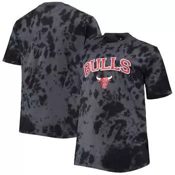 Мужская черная футболка Chicago Bulls Big & Tall Marble Dye в тон Performance