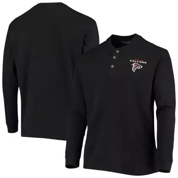 Мужская черная футболка Dunbrooke Atlanta Falcons с логотипом Maverick Thermal Henley с длинным рукавом