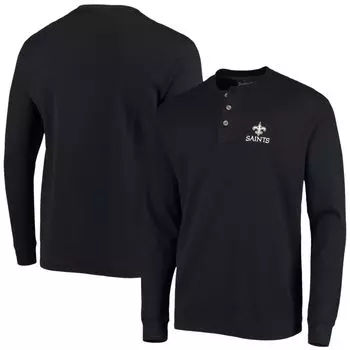 Мужская черная футболка Dunbrooke New Orleans Saints с логотипом Maverick Thermal Henley с длинным рукавом