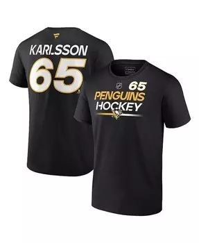Мужская черная футболка Erik Karlsson Pittsburgh Penguins Authentic Pro Prime с именем и номером Fanatics, черный