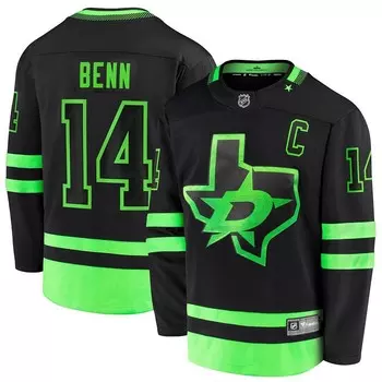 Мужская черная футболка Fanatics с брендом Jamie Benn Dallas Stars 2020/21, альтернативная футболка отколовшегося премьер-министра, цвет Str Black