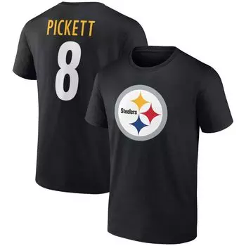 Мужская черная футболка Fanatics с логотипом Kenny Pickett, игроком Pittsburgh Steelers, именем и номером