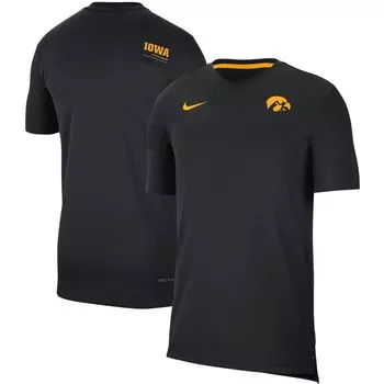 Мужская черная футболка Iowa Hawkeyes Coach UV Performance Nike