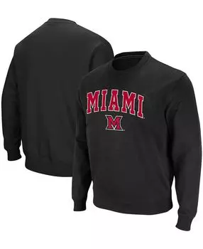 Мужская черная футболка из твила с логотипом университета майами redhawks arch tackle pullover sweatshirt Colosseum, черный