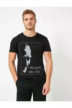 Мужская черная футболка Koton, черный