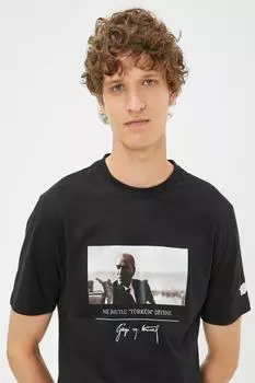 Мужская черная футболка Koton, розовый