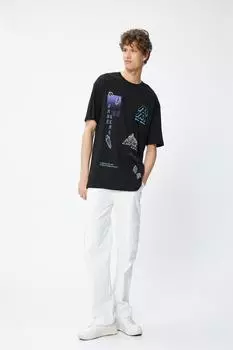 Мужская черная футболка Koton, розовый