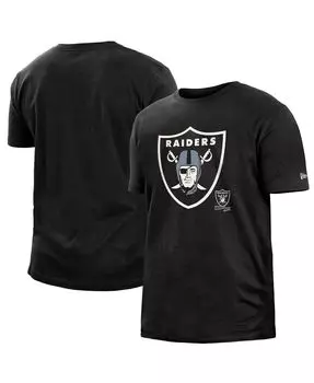 Мужская черная футболка las vegas raiders 2022 sideline ink dye New Era, черный
