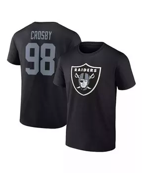 Мужская черная футболка Maxx Crosby со значком игрока Las Vegas Raiders, именем и номером Fanatics, черный