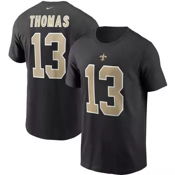 Мужская черная футболка Michael Thomas New Orleans Saints с именем и номером Nike
