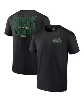 Мужская черная футболка milwaukee bucks 2022 nba playoffs dunk Fanatics, черный