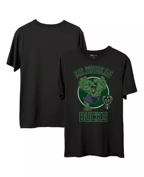 Мужская черная футболка milwaukee bucks nba x marvel Junk Food, черный