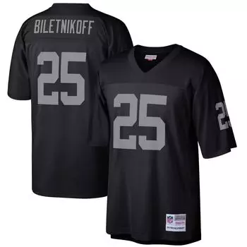 Мужская черная футболка Mitchell & Ness Fred Biletnikoff Las Vegas Raiders Retired Player Legacy Replica