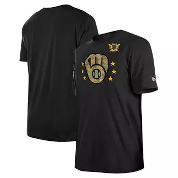 Мужская черная футболка New Era Milwaukee Brewers ко Дню вооруженных сил 2024, цвет Brw Black