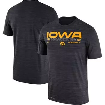 Мужская черная футболка Nike Iowa Hawkeyes Velocity Legend Space-Dye Performance