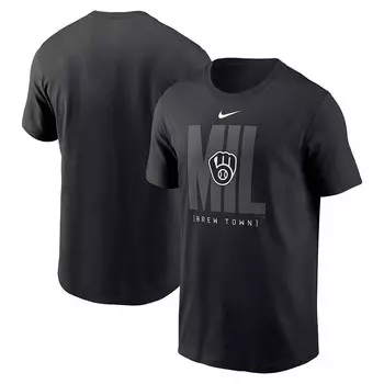 Мужская черная футболка Nike Milwaukee Brewers Fashion Local, цвет Brw Black