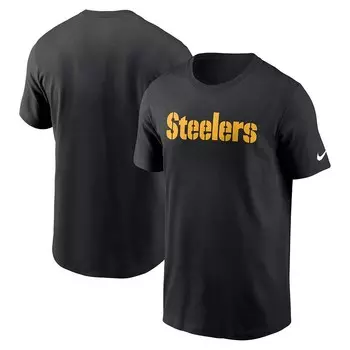 Мужская черная футболка Nike Pittsburgh Steelers Primetime Wordmark Essential, цвет Stl Black