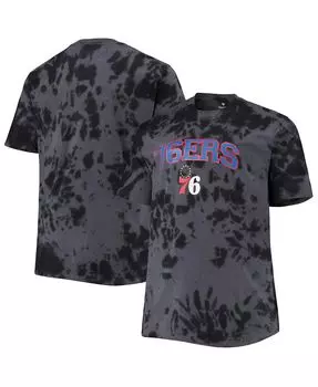 Мужская черная футболка philadelphia 76ers big and tall marble dye tonal performance Profile, черный
