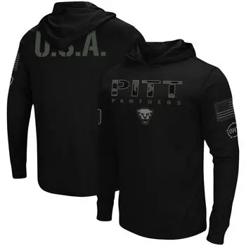 Мужская черная футболка Pitt Panthers OHT Military Appreciation с капюшоном и длинными рукавами Colosseum