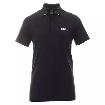 Мужская черная футболка-поло из эластичного полиэстера Hugo Boss Paddytech с короткими рукавами, черный