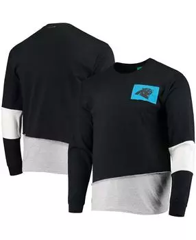 Мужская черная футболка с длинным рукавом carolina panthers angle Refried Apparel, черный