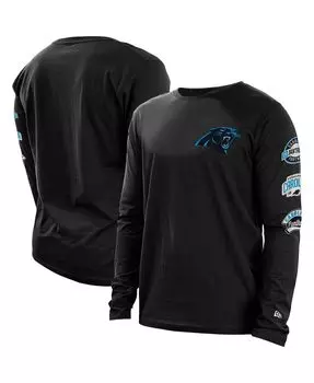 Мужская черная футболка с длинным рукавом carolina panthers hype 2-hit New Era, черный