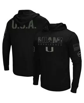 Мужская черная футболка с длинным рукавом и худи в стиле милитари Miami Hurricanes OHT Colosseum, черный