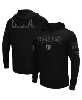 Мужская черная футболка с длинным рукавом и худи в военном стиле Texas A&M Aggies OHT Colosseum, черный