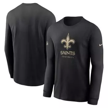 Мужская черная футболка с длинным рукавом New Orleans Saints Sideline Performance Nike