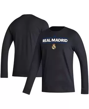 Мужская черная футболка с длинным рукавом Real Madrid Dassler Adidas, черный