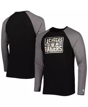 Мужская черная футболка с длинным рукавом реглан Las Vegas Raiders Current New Era, черный