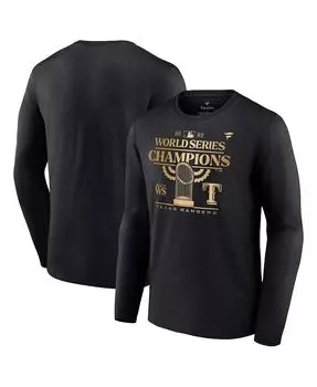 Мужская черная футболка с длинным рукавом с фирменным логотипом Texas Rangers 2023 World Series Champions Parade Fanatics, черный