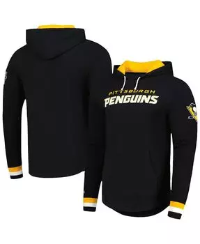 Мужская черная футболка с длинным рукавом с капюшоном Pittsburgh Penguins Legendary Slub Mitchell & Ness