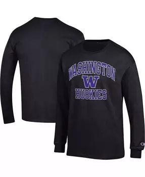 Мужская черная футболка с длинным рукавом Washington Huskies High Motor Champion, черный