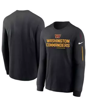 Мужская черная футболка с длинным рукавом washington commanders team slogan Nike, черный