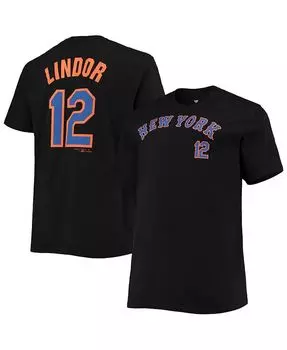 Мужская черная футболка с именем и номером Francisco Lindor New York Mets Big and Tall Profile, цвет Black
